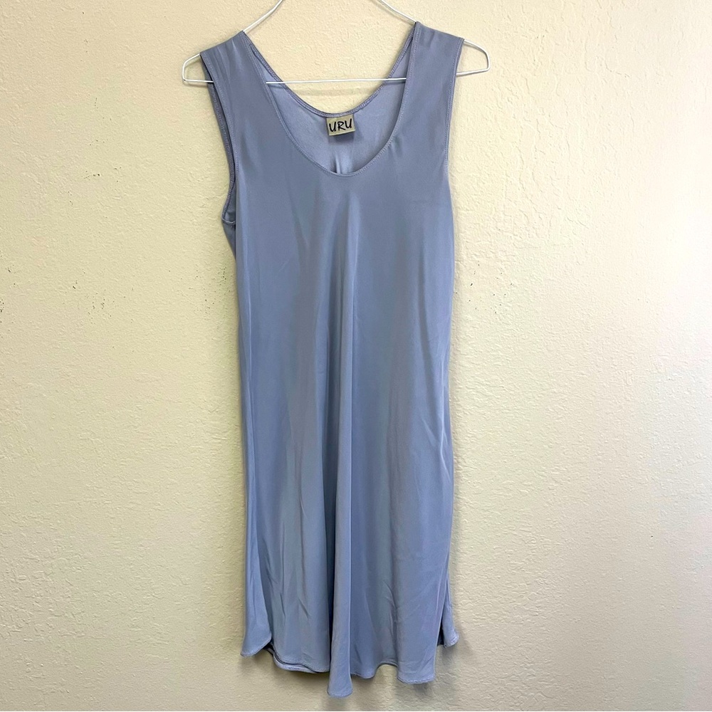 URU 100% silk Gray/silver dress One Size  Slip Dress